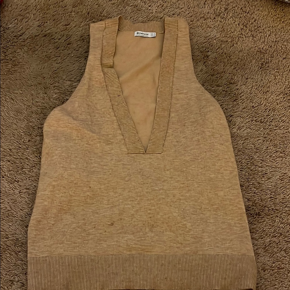 Stradivarius Tan Knit Vest